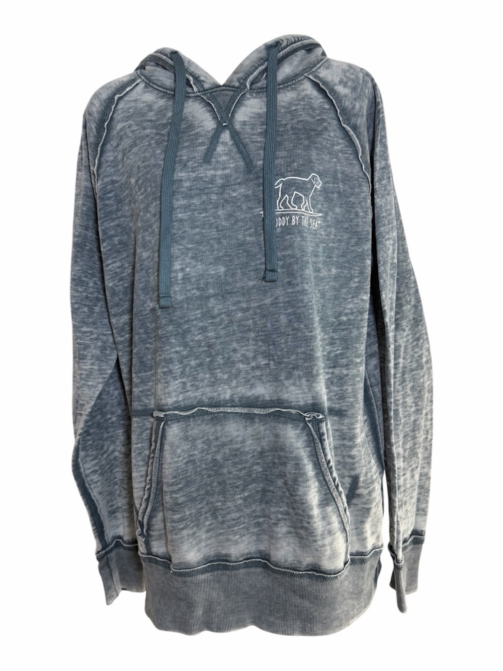 Buddy By The Sea Women’s Large Acid Wash Compass Dog Hoddie